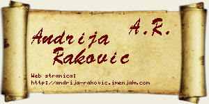 Andrija Raković vizit kartica